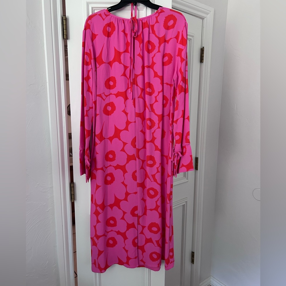 Marimekko Pink and Red Floral Long Sleeve Dress